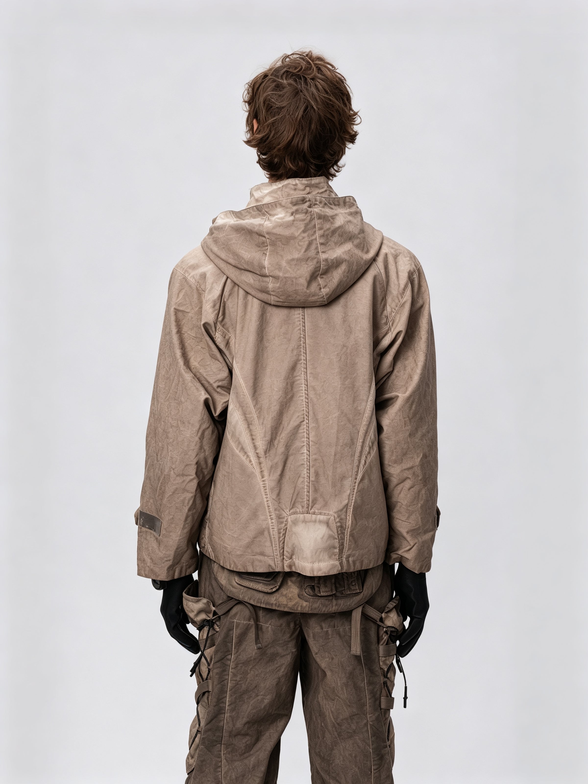Dirty Dye Hooded Jacket Gravel Brown - Back View