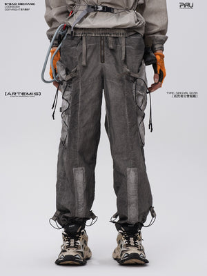 Multi-Pocket Overalls – corona orange Front View