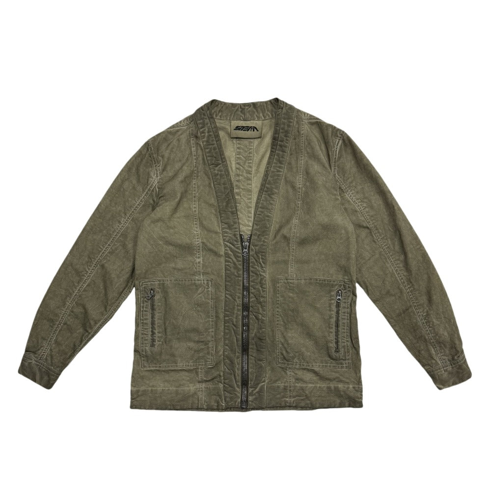 Retro Washed V-Neck Cargo Jacket | Vintage Outdoor Zip-Up Cardigan