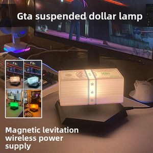 Levitating Display Dollar Light | GTA5 Peripheral Toys | Tabletop Ornaments | Grand Theft Auto Ambient Light | Birthday Gift Banknote Light