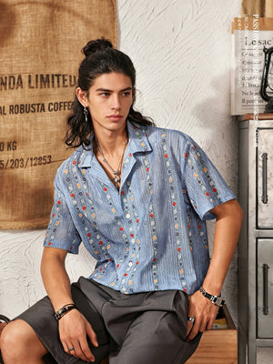 Men's Cuban Collar Hawaiian Shirt | Retro Hollow Short Sleeve Beach Vacation Top
