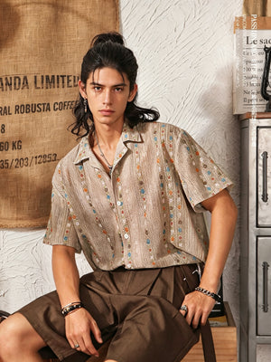 Men's Cuban Collar Hawaiian Shirt | Retro Hollow Short Sleeve Beach Vacation Top