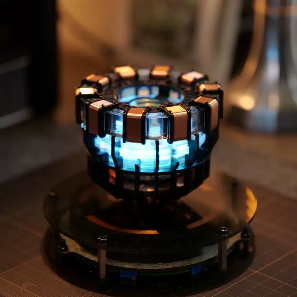 Magnetic Levitation Ironman Reactor Lamp floating on a modern desk