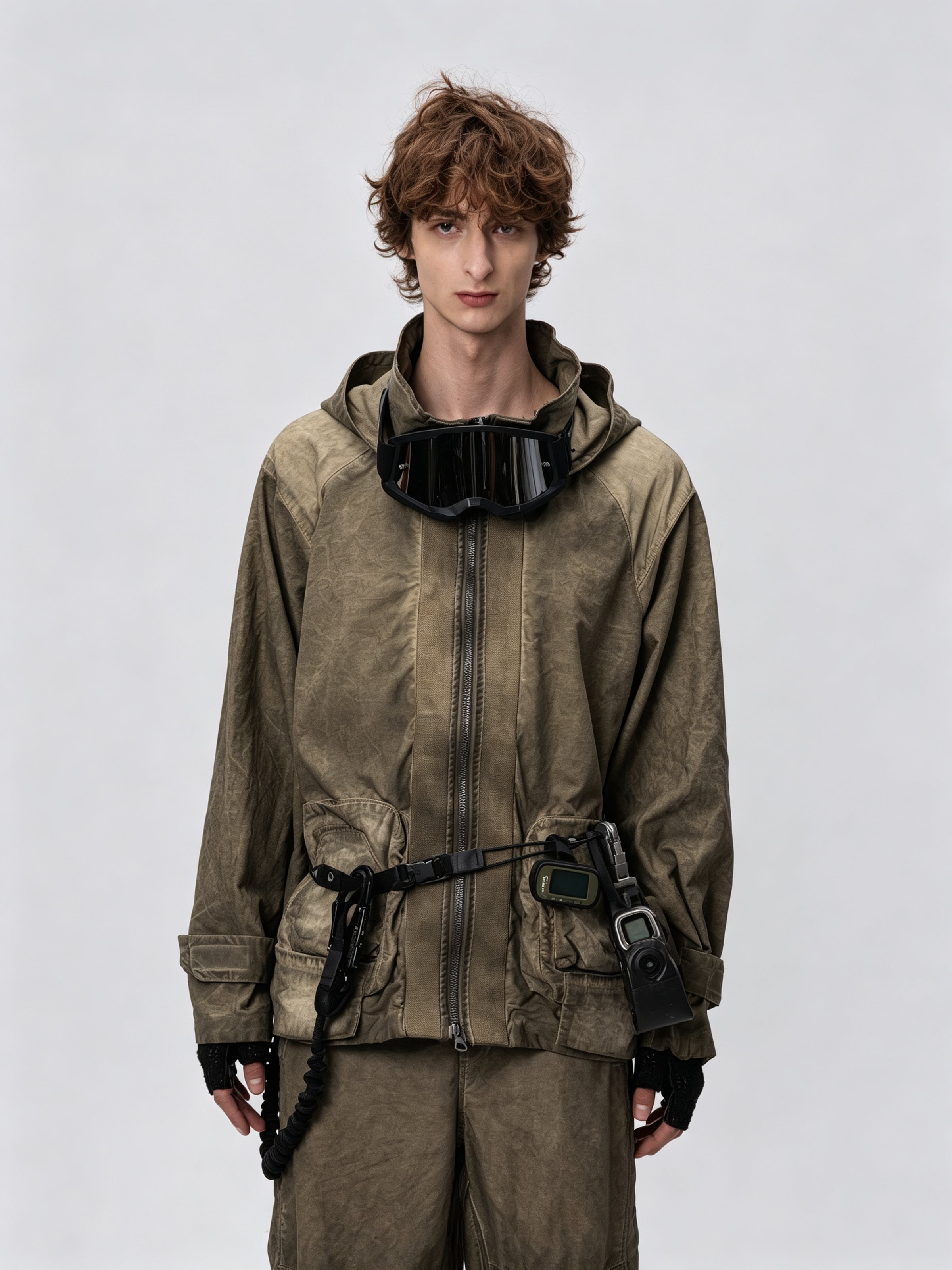 Dirty Dye Hooded Jacket Meteorite Ash - Front View