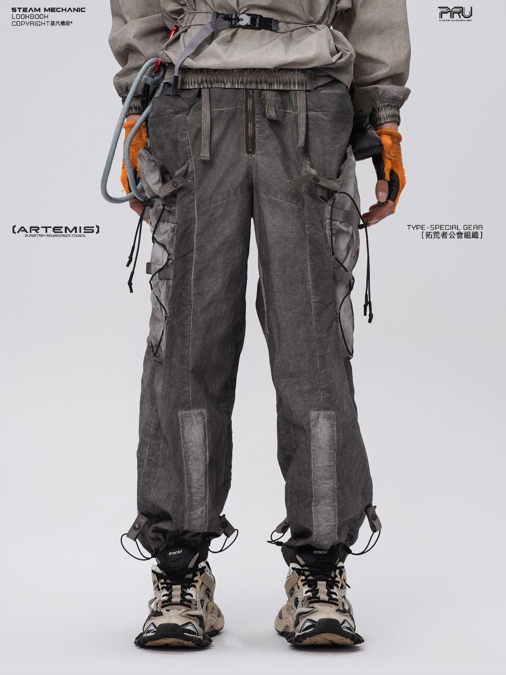 Multi-Pocket Overalls – corona orange Front View