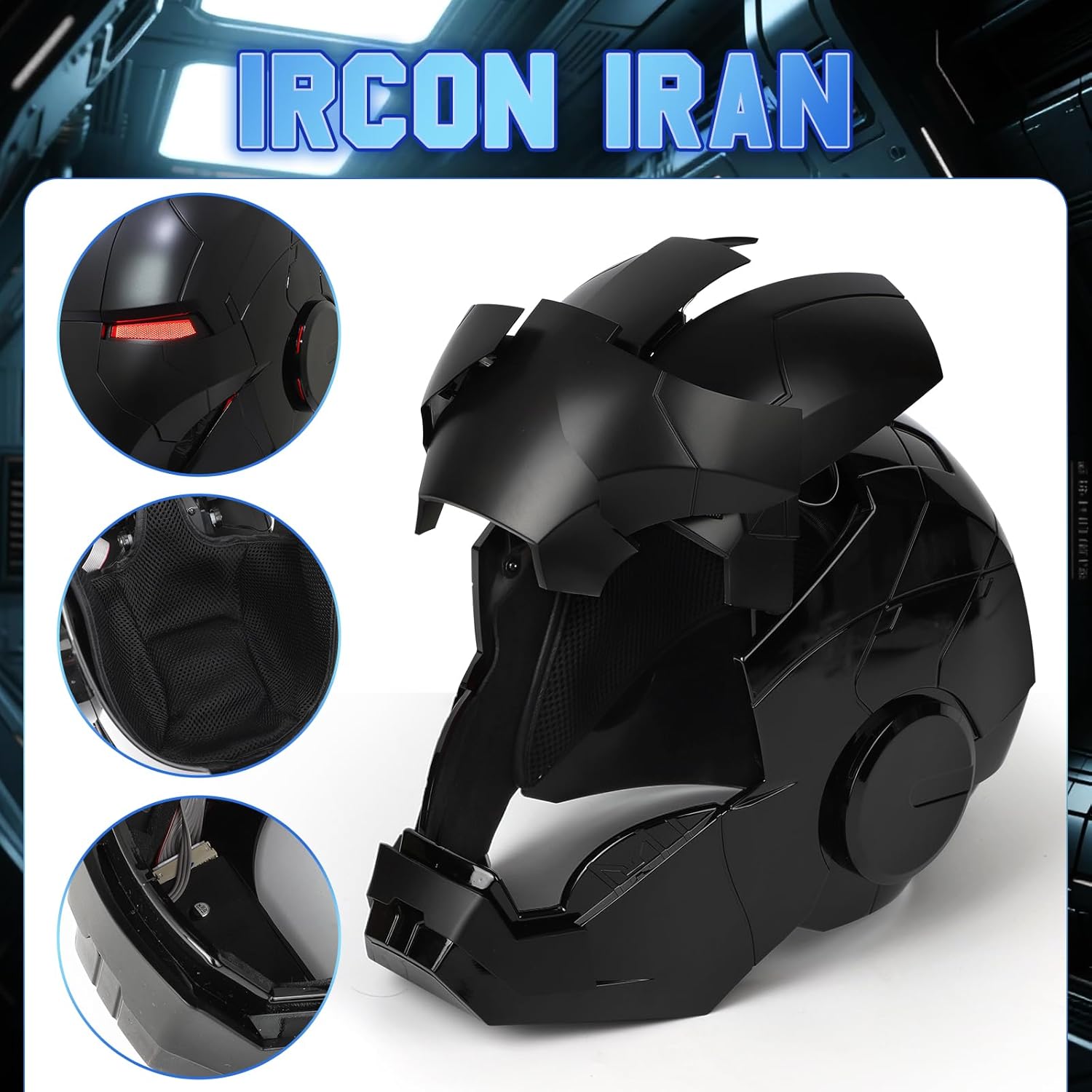 ironman MK 5 Black Edition Helmet | 1:1 Wearable Collectible with Voice | Touch & Remote Control, LED Eyes & Realistic Sound Effects – Cosplay & Display Prop Gift for Adults and Teens