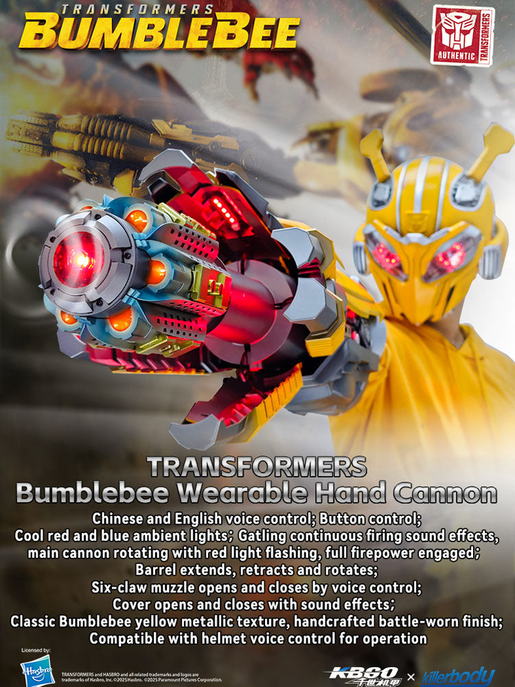 US | 1:1 Killerbody Transform Bumblebee Arm Cannon or Bumblebee Helmets | Transformers Wearable Toys | Helmet (6+) (suitable for kids and adults) | Hand Cannon (14+)