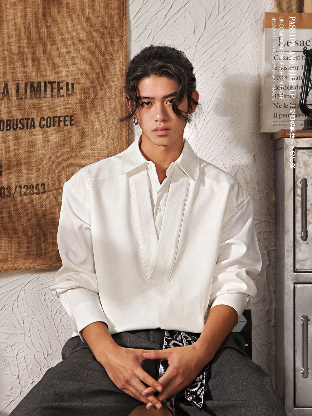 Men's Japanese Retro Mock Two-Piece Long Sleeve Shirt | Loose Casual High-End Design Jacket