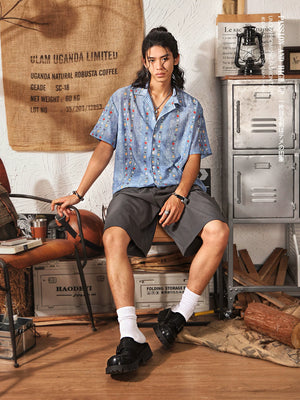Men's Cuban Collar Hawaiian Shirt | Retro Hollow Short Sleeve Beach Vacation Top