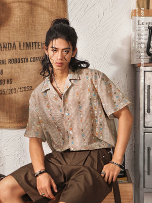 Men's Cuban Collar Hawaiian Shirt | Retro Hollow Short Sleeve Beach Vacation Top