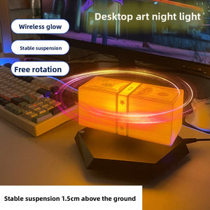 Levitating Display Dollar Light | GTA5 Peripheral Toys | Tabletop Ornaments | Grand Theft Auto Ambient Light | Birthday Gift Banknote Light