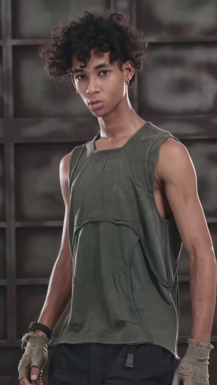 Distressed Sleeveless Vest | Wasteland Deconstruction Casual Tank Top